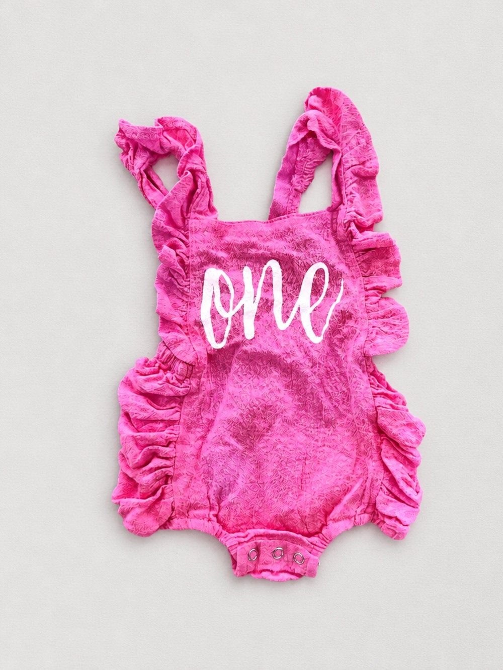 Turning “one” Hot Pink Ruffled Baby Romper Cotton Size 9-12 months